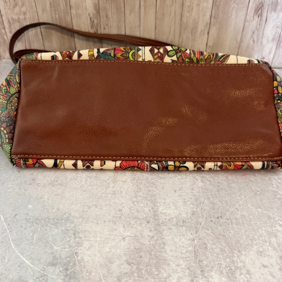 Sakroots Coated Canvas Boho Owl & Floral Shoulder Bag w/ Owl Charm - Picture 7 of 8